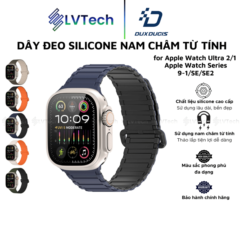 Dây Đeo Silicone Nam Châm Từ Tính Dux Ducis Dành Cho Apple Watch Ultra 2/1, Apple Watch Series, KJ S