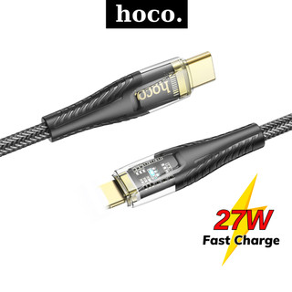 Dây sạc nhanh 27W Hoco cáp sạc pd20w bện dù siêu bền có báo đèn cho xs max 11 12 13 14 pro max