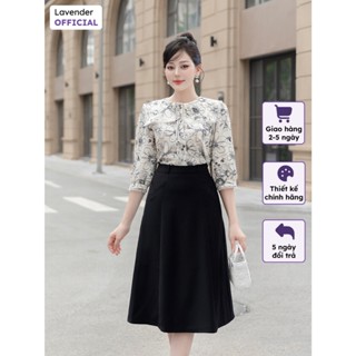Áo sơ mi công sở nữ LAVENDER họa tiết hoa cổ lé ren mềm mại A4016