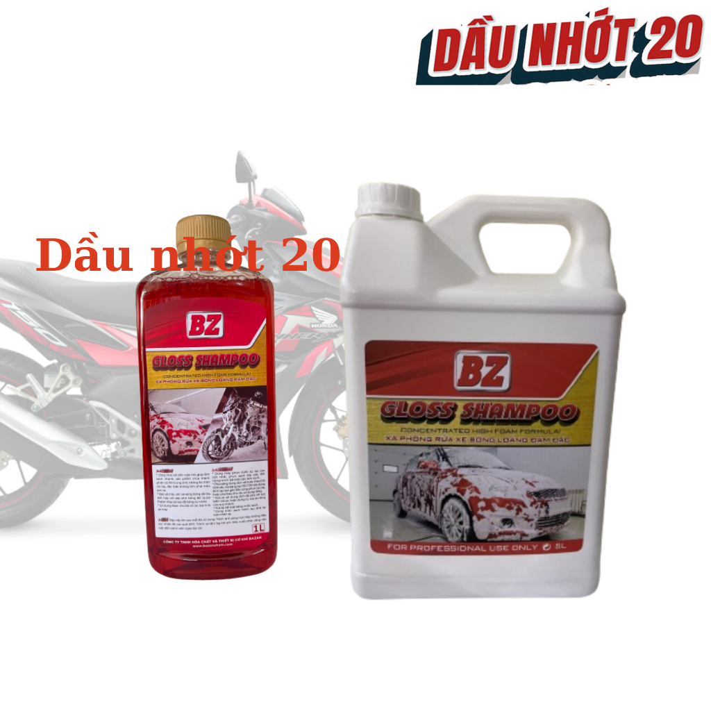[Chiết can 5L] Xà bông BZ rửa xe Gloss Shampoo thế hệ mới siêu bọt rửa cực sạch, nước rửa xe BZ chiế