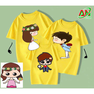 top áo gia đình 4 người màu vàng chất cotton mịn mát giá sĩ , áo đồng phục gia đinh đi biển