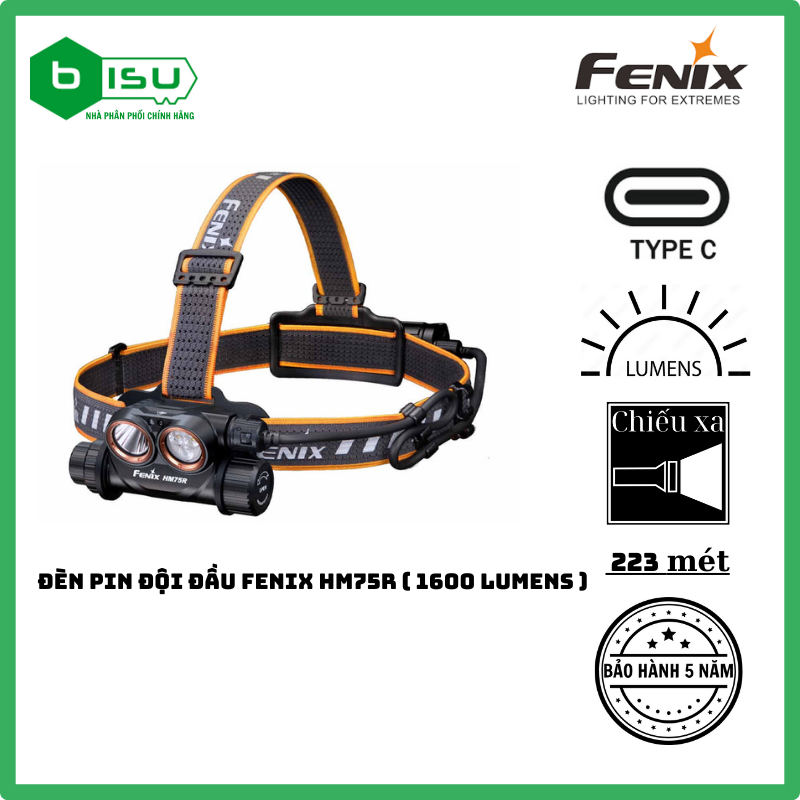 Đèn pin đội đầu FENIX HM75R ( 1600 lumens ) ĐÈN PIN ĐỘI ĐẦU FENIX HM75R ( 1600 LUMENS )