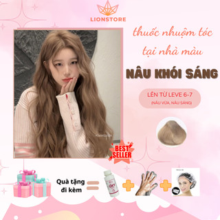 Thuốc nhuộm tóc màu NÂU KHÓI SÁNG nhuộm tóc tại nhà nam nữ kèm oxy cùng LIONSTORE