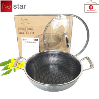 Chảo 2 Quai Sâu Lòng Blackcube Fivestar Nắp Kính