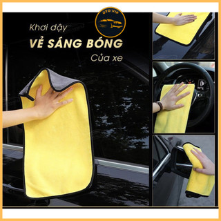 Khăn microfiber 2 mặt 2 lớp vàng ghi siêu dầy siêu thấm nước size 30x60cm