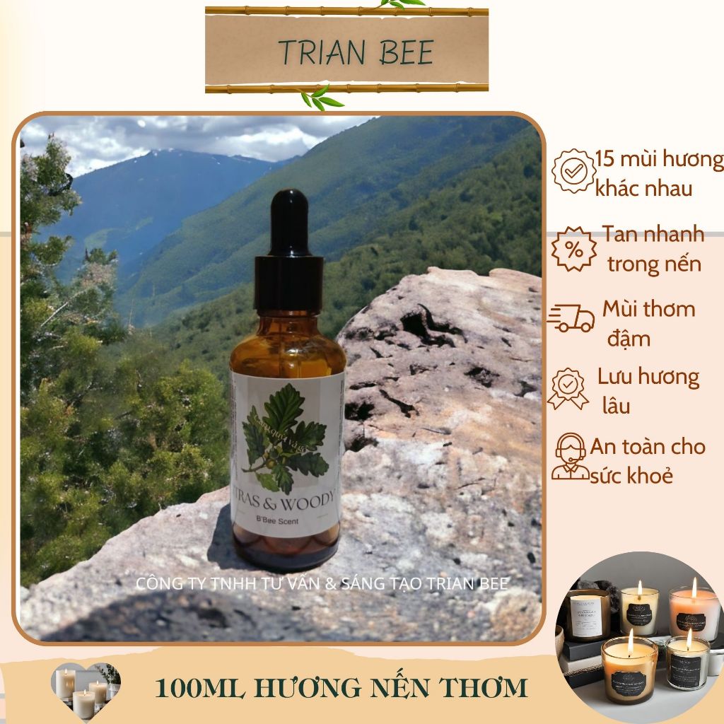 (bán sỉ) Lọ 100ml tinh dầu làm nến thơm chuyên dụng Trian Bee - Nguyên liệu làm nến thơm
