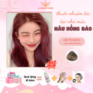 Thuốc nhuộm tóc màu NÂU HỒNG ĐÀO cần nâng nền nhuộm tóc tại nhà dễ dàng kèm oxy găng tay