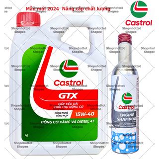 Combo dầu nhớt tổng hợp ô-tô castrol gtx 15w40 4.000ml + phụ gia súc động cơ castrol