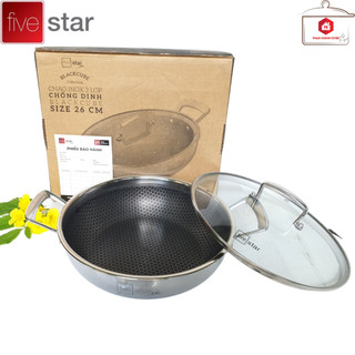 Chảo 2 Quai Sâu Lòng Blackcube Fivestar Inox 3 Lớp