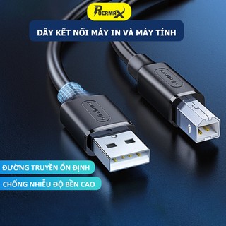 Dây cáp máy in USB 2.0 chuẩn A đực sang chuẩn B đực, có 3 lớp chống nhiễu, tốc độ truyền 480 Mbps- Poermax
