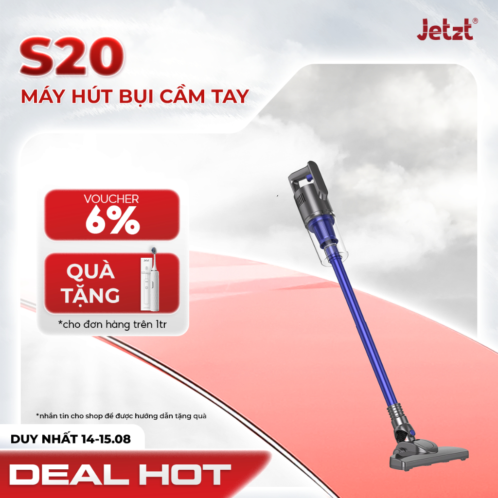 Máy hút bụi cầm tay đa năng, tiện lợi JETZT S20, tặng kèm đầu lau nhà với phân loại S20 PRO