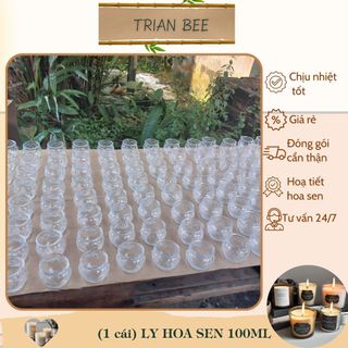 Ly thủy tinh đựng nến hình hoa sen Trian Bee, dung tích 100ml