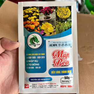 Phân bón Béo Mập mập thân chồi, nhánh mập cọng nở gốc to củ xanh cây lớn lá Mập Béo 17 17 17 50gr AE