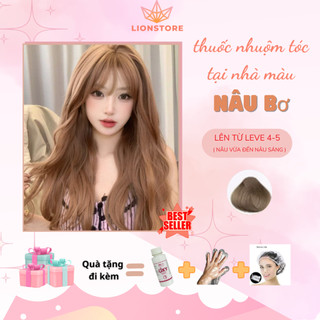 Thuốc nhuộm tóc màu NÂU BƠ cần nâng nền dành cho cả nam nữ tại nhà tặng kèm oxy găng tay