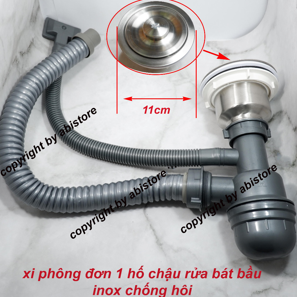 Xi phông chậu rửa bát 1 hố bầu inox hàng đẹp giá rẻ