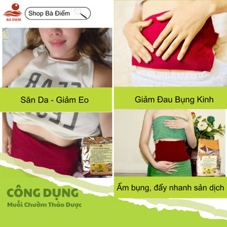Túi chườm muối thảo dược, túi muối chườm nóng, muối chườm bụng, lưng, cổ vai gáy