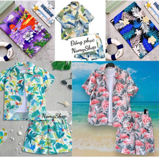 [SP3] Đồ bộ đi biển, Bộ sơ mi hoa lá vải Kate Thái mềm, Nhiều Mẫu Mới Nhất