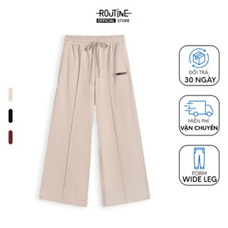 Quần sweatpants nữ nỉ túi ốp trước ống rộng form wide leg - routine 10f23pknw002