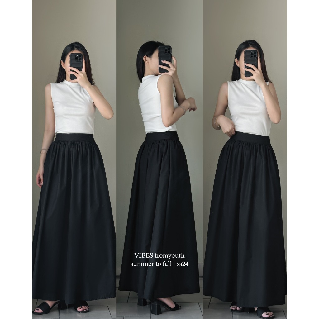 Chân váy midi kaki thô CV892