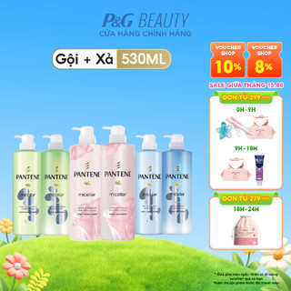 Combo Dầu Gội Và Dầu Xả PANTENE Micellar Hoa Hồng/ Tảo Biển / Hoa Súng - Chai 530ML x2