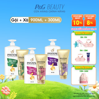 Combo Dầu Gội PANTENE Pro-V Và Dầu Xả Siêu Dưỡng Ngăn Rụng Tóc/ Phục Hồi Hư Tổn/ Suôn Mượt Óng Ả - Chai 900ML & 300ML