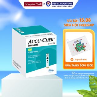 Hộp 50 que thử đường huyết accu-chek instant vùng lấy máu rộng, dễ sử dụng