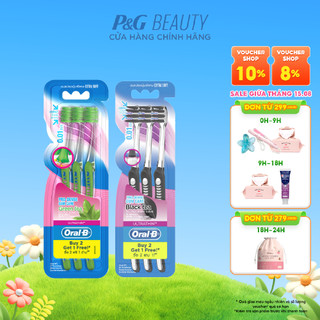 Bàn Chải ORAL-B Tinh Chất Trà Xanh/ Trà Đen Vỉ 3 Cây (Mua 2 Tặng 1)