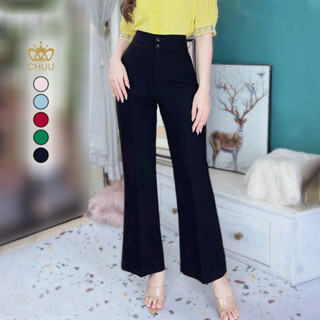 Quần tây ống loe lưng cao nữ kiểu pass 2 nút CHUU Q6093