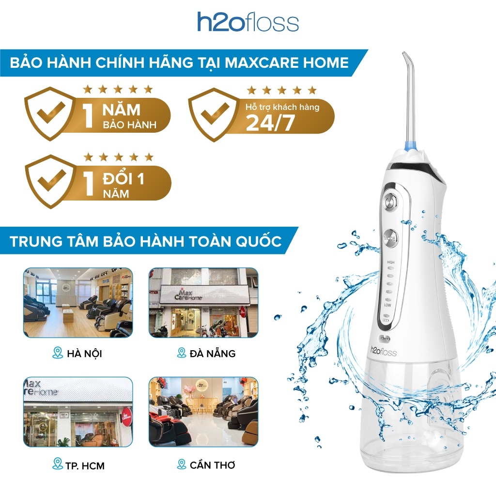 Máy Tăm Nước H2OFloss HF6P HF9P [Mẫu Mới] Cải tiến công nghệ tia nước sạch X4 Lần - Bảo Hành 12 tháng, Kèm túi đựng máy | BigBuy360 - bigbuy360.vn