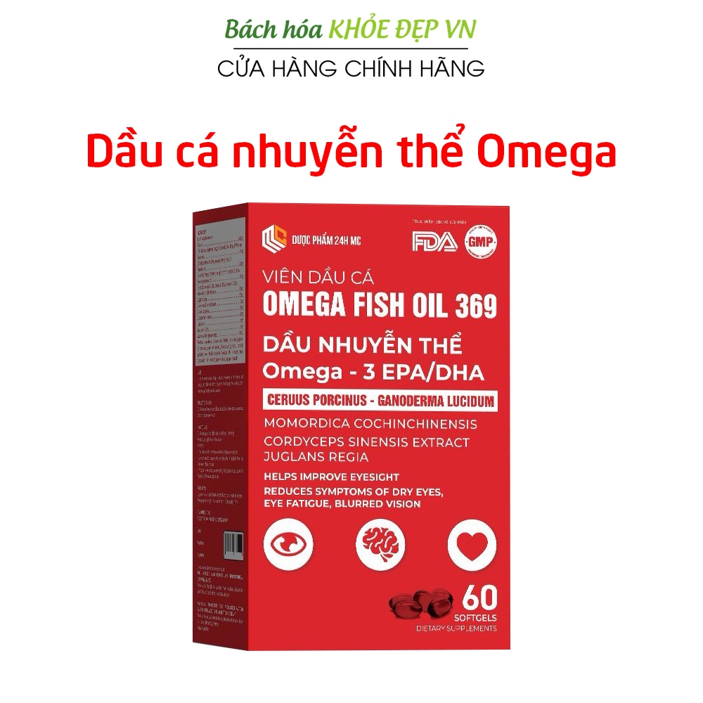 Viên dầu cá nhuyễn thể Omega 369 EPA DHA bổ não sáng mắt, khỏe tim mạch - 60 viên