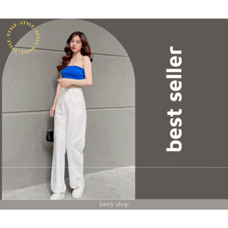 Quần Jean Trắng, Quần Bò Ống Suông Nữ Màu Trắng Lưng Siêu Cao, Chất Mềm lanvyshop MS 190