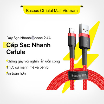 Cáp sạc và truyền dữ liệu Baseus cổng USB dành cho điện thoại Phone dài 2 mét