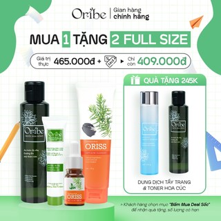 Combo Giảm Mụn Mờ Thâm Oribe 4 Món [Serum Oriss 10ml + SRM Oriss 100g + Kem Mụn Oribe 20g + Nước Hoa Hồng 150ml]