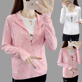 Áo choàng chống nắng nữ họa tiết có mũ trùm đầu, áo khoác chống tia UV chất vải thun lạnh thoáng mát