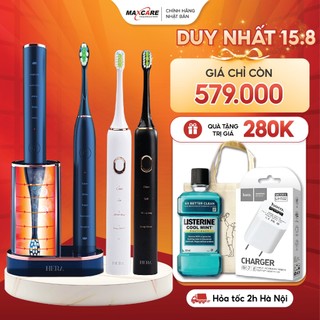 Bàn Chải Điện DIỆT KHUẨN, TRẮNG RĂNG Maxcare Hera Whitening - Sấy Khô TIA UV, Rung Sóng Âm Sonic làm SẠCH MẢNG BÁM