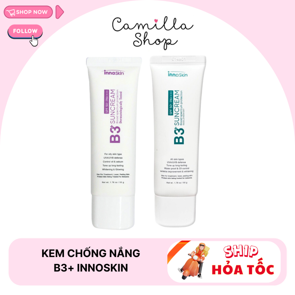 Kem chống nắng b3 Innoskin chống nắng kiềm dầu 50ml
