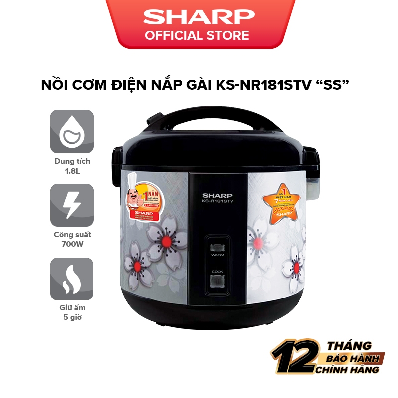 Nồi cơm điện nắp gài Sharp KS-NR181STV "SS" - Bảo hành chính hãng 12 Tháng