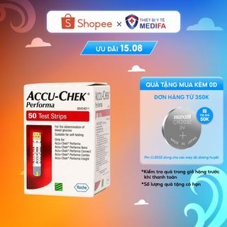 Hộp 50 Que Thử Đường Huyết Accu-Chek Performa Miệng Lọ Có Nắp Nhựa Hút Ẩm Hạn Chế Việc Hỏng Que Thử