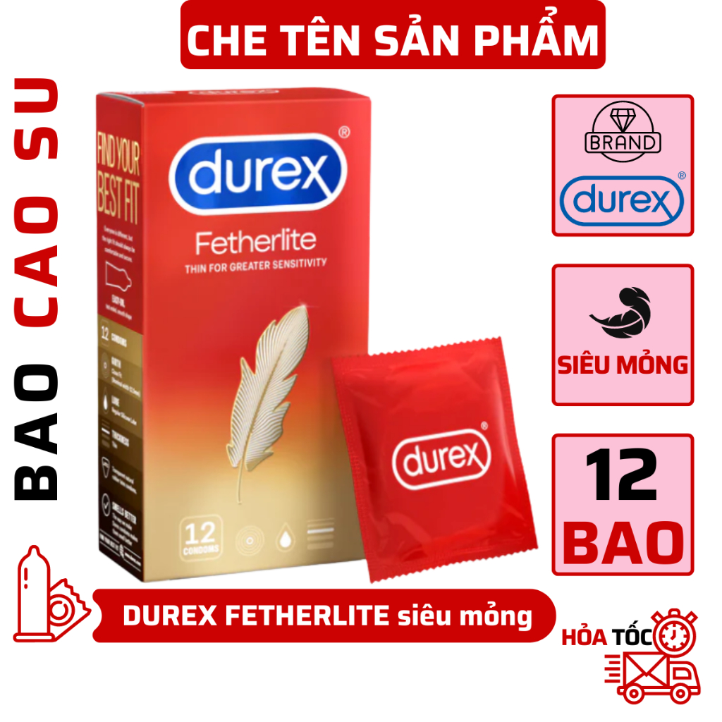 Bao Cao Su Durex Fetherlite SIÊU MỎNG Hộp 12 cái