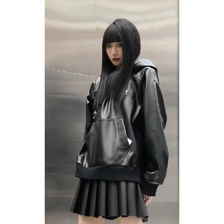 Set chân váy xếp li LIBÉ SKIRT - Áo váy chất da áo có mũ sau hoodie KALA HOODIE có túi trước tay dài