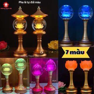 Đèn thờ pha lê đổi màu, đèn thờ 7 màu, nhiều chế độ sáng hoặc đơn sắc vàng