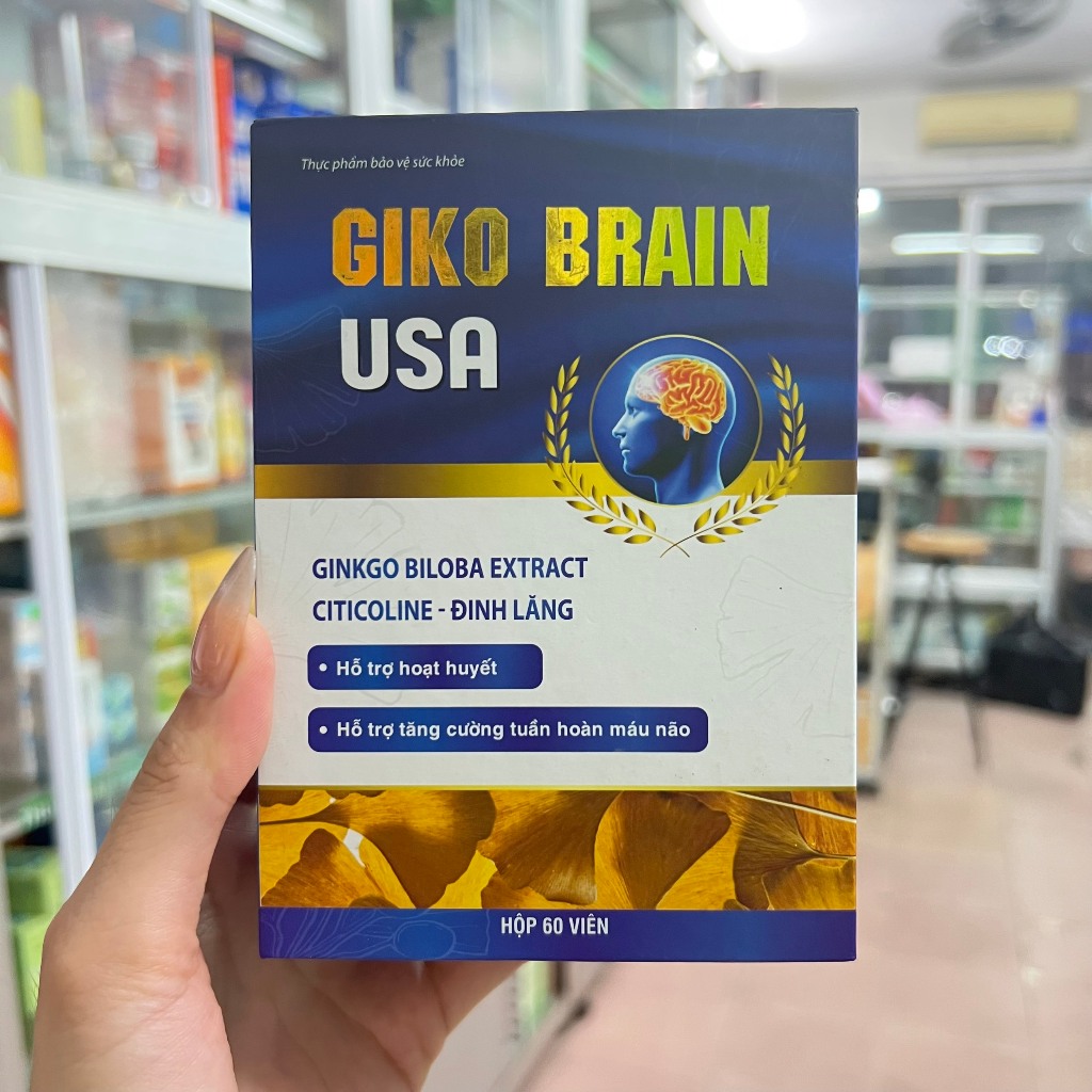 Giko Brain USA VIP – Hỗ trợ thiểu năng tuần hoàn não, mất ngủ - Hộp 60 viên