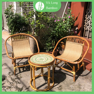 (Combo siêu hời) Bộ bàn ghế mây sò tự nhiên nhỏ gọn, tiện lợi phù hợp bộ Cafe / ban công gia đình / Homestay