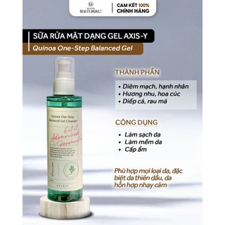 Gel rửa mặt làm sạch sâu AXIS-Y QUINOA ONE STEP BALANCED
