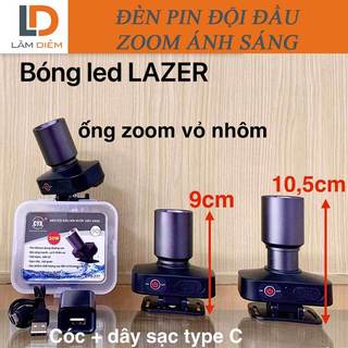 Đèn pin đội đầu pin sạc zoom ánh sáng led lazer siêu sáng 777