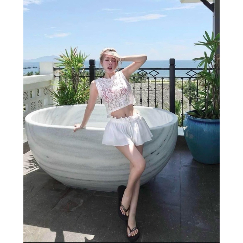 Set 3 Món Bikini Kín Đáo EMMA Phong Cách Cá Tính Gồm Áo Bikini + Quần Váy + Áo Ren Ngoài | BigBuy360 - bigbuy360.vn