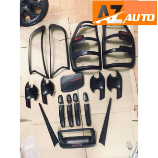 Ốp tay nắm cửa, hõm cửa, ốp đèn pha, đèn hậu, nắp xăng, tay mở cốp đen Ford Ranger 2014 - 2022 nhựa đen cao cấp