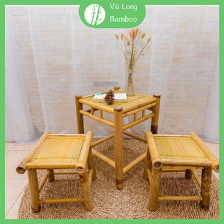 (Combo siêu hời) Bộ bàn ghế tre mộc xử lý mối mọt nhỏ gọn, phù hợp mọi không gian decor gia đình / ban công / Homestay