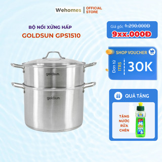 Bộ nồi xửng hấp Goldsun GPS1510-Plus TẶNG KÈM NỒI 3 ĐÁY, Vừa Nấu Xôi, Luộc  Gà Nguyên Con Tiên Lợi