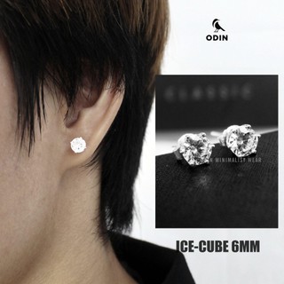 Khuyên tai Bạc ODIN - 1 hạt đính đá Bling - ICE BLING Bạc S925 - Đá 6mm - Bạc S925